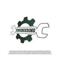 engineering logo with gear and wrench concept. mechanic sign or symbol. technology icon -vector vector