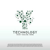 Technology logo with initial Y letter, network icon -vector vector