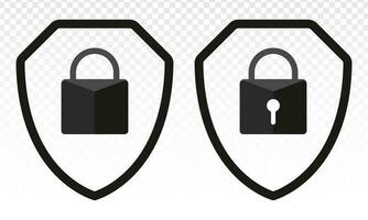Security shield or virus shield lock icon for apps and websites vector
