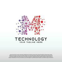 Technology logo with initial M letter, network icon -vector vector