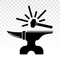 Blacksmith anvil with hammering flat icon for apps or website vector