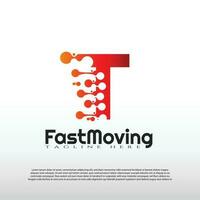 Fast Moving logo with initial T letter concept. Movement sign. Technology business and digital icon -vector vector