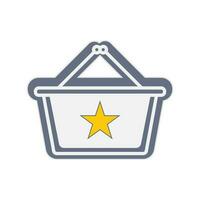 The best shopping icon with a star concept and an isolated shopping basket on a white background. vector