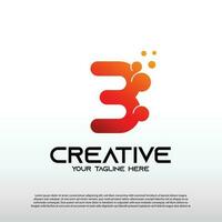 Creative logo with initial number three, 3. technology icon, illustration element-vector vector