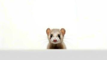 Photo of a ferret on white background. Generative AI