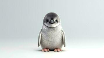 Photo of a Penguin on white background. Generative AI