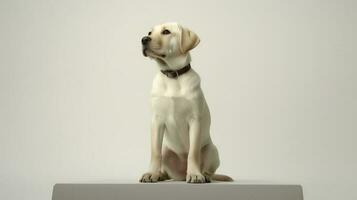 foto de un Labrador perdiguero en blanco antecedentes. generativo ai