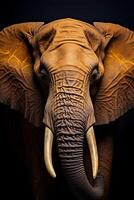 Photo of Elephant on black background.