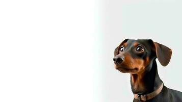 Photo of a dachshund on white background. Generative AI