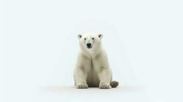 Photo of a polar bear on white background. Generative AI