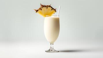 Food photography of Pina Colada with pineapple chunks isolated on white background. Generative AI photo