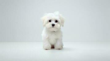 Photo of a lhasa apso on white background. Generative AI