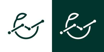 logo design element plant and financial graphic created in line and minimal style vector