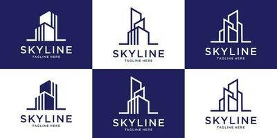 logo design skyline modern building template vector