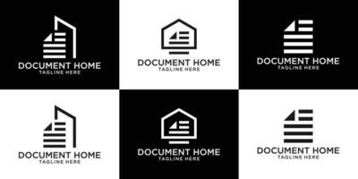 set logo design document with home combined template vector
