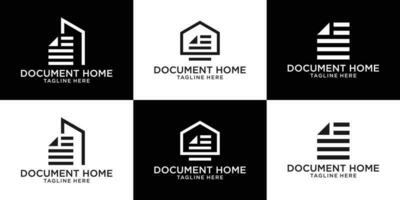 set logo design document with home combined template vector