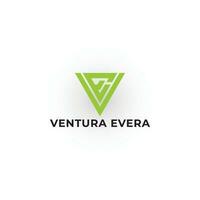 Abstract the initial letter VE or EV in green color isolated on white background. Letter E V VE Triangle Logo Tech Design Vector Stock illustration applied for business and consulting logo design.