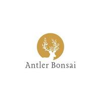 Deer Antler Horn Tree Leaf Leaves Logo Design Vector. Japanese Bonsai with Vector, Bonsai Logo Template Design Vector Emblem Concept Design Symbol Creative Icon Icons