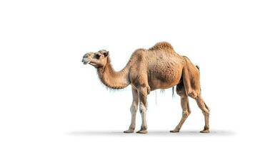 Photo of a camel on white background. Generative AI