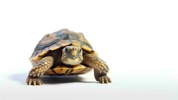 Photo of a turtle on white background. Generative AI