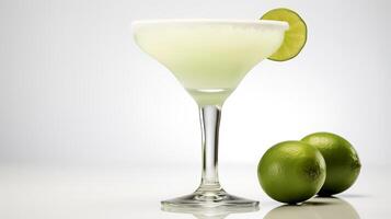 Food photography of margaritas with lemon wedges isolated on white background. photo