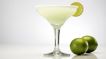 Food photography of margaritas with lemon wedges isolated on white background. Generative AI photo