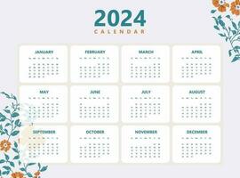 contento nuevo año 2024 calendario diseño moderno plantilla, pared y escritorio calendario diseño vector