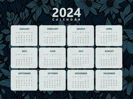 Happy New Year 2024 Calendar Design  Modern Template, Wall and Desk Calendar Design vector