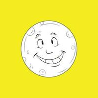 vector dibujos animados de un sonriente Luna en amarillo