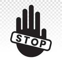 Stop sign with hand or palm flat icons for apps and websites vector