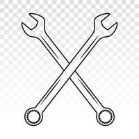 Crossed a wrench or spanner line art icon for apps or websites vector