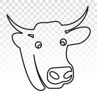 vaca cabeza con cuernos línea Arte icono para aplicaciones o sitio web vector