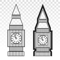 Big Ben or Clock tower london - line art icon for apps and websites vector