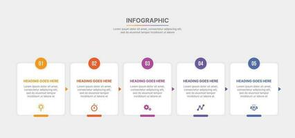 Five Options Arrow Square Infographic Template Design vector