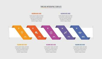 Vector five steps options business infographic modern design template