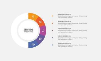 Circle Infographic with 5 Options Steps, Process Workflow Diagram vector