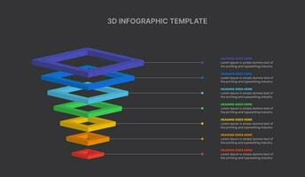 3D Hierarchy Business Infographic Design Template with 7 Steps vector