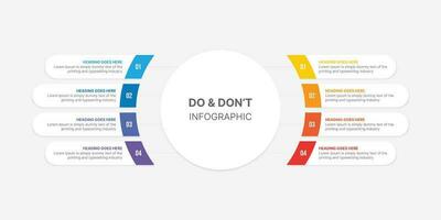 Dos and Don'ts, Pros and Cons, Vs, Versus Comparison Circle Infographic Design Template vector