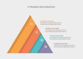 Triangle, pyramid 3D chart infographic flat vector diagram for presentations