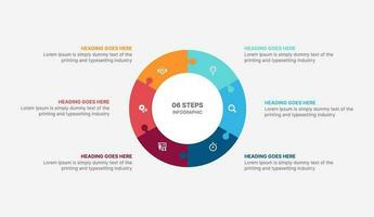 seis opciones circulo ciclo infografía modelo diseño vector