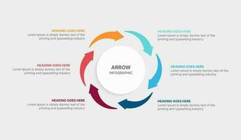 Cycle Arrow Infographic template Design with 6 Steps vector