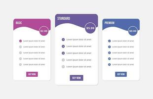 Vector plan offer price package subscription options comparison table chart infographic design template