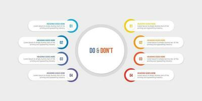 Round Circle Do and Don't, Pros and Cons, Vs, Versus Comparison Infographic Design Template vector