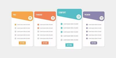 Vector plan offer price package subscription options comparison table chart infographic design template