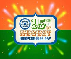 vector bandera para India independencia día con fuegos artificiales. póster para India independencia día.