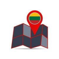 map icon of Lithuania with a country flag vector