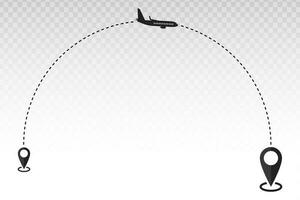 Travel plane start point and destination points vector