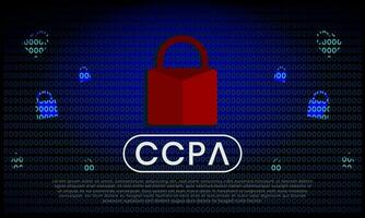 California Consumer Privacy Act CCPA symbol with lock illustration for editorial and websites vector