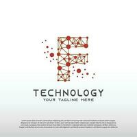 tecnología logo con inicial F carta, red icono -vector vector