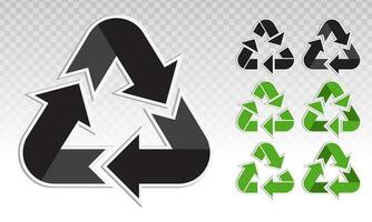 reciclar símbolo o reciclaje flechas plano icono para aplicaciones y sitios web vector
